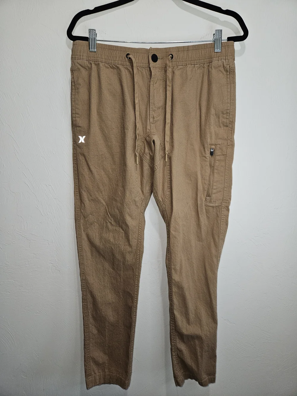 Hurley Men's Tan Drawstring Cargo Pants Size Medium Ripstop Khaki Bottoms